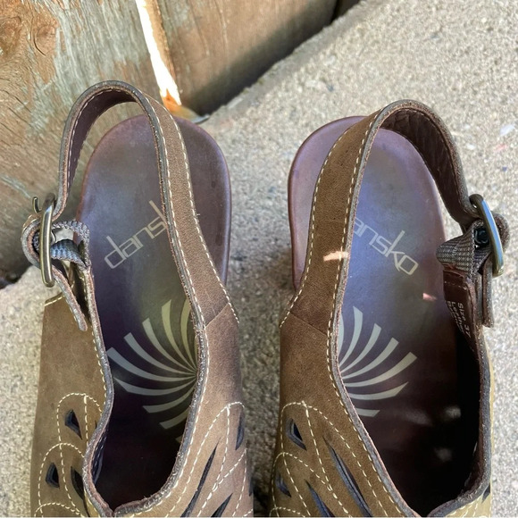 DANKSO Women’s Brown Leather Open Toe Platform Chunky Heel Size 37 - Picture 5 of 11